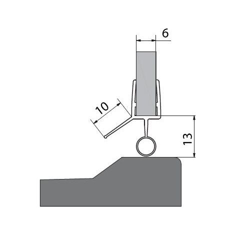 Joint inférieur pour porte, verre 6mm, 1000mm