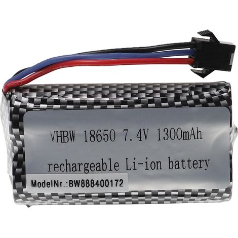 vhbw Batería recargable compatible con SM-3P clavija (m) para modelismo por ej. coche carreras, avión (1300mAh, 7,4V, Li-Ion, 69 x 37 x 19mm) (1/3)