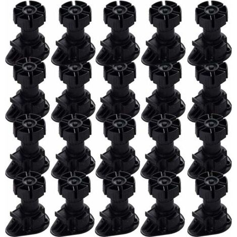 20 piedini regolabili per mobili, clip di fissaggio, gambe per mobili da cucina, gambe per tavoli, con tappi di base, adatti a tutti i tipi di mobili da cucina (80 mm - (1/5)