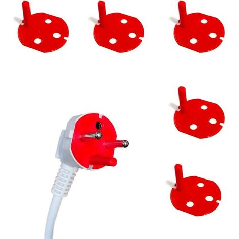 Détrompeurs de Prise Rouge Fiche Mâle - Courant 2P+ T – Compatible avec Toutes les Prises electriques rouges Standards (1/2)