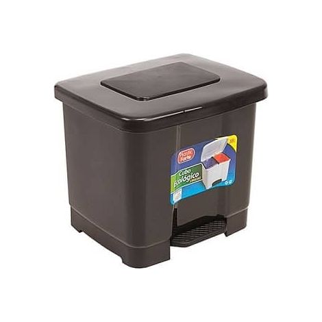 Cubo basura reciclaje plastico apertura pedal 35 Litros Negro (1/4)