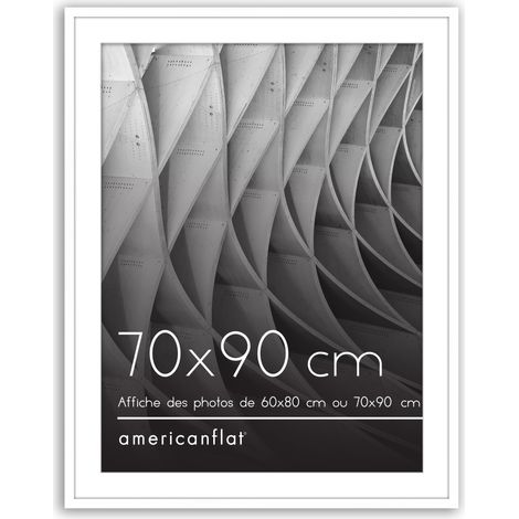 Cadre 70x90 cm Blanc - Cadre Photo 60x80 cm avec Passe-Partout ou 90x70 cm sans Passe-Partout - Plexi Poli - Suspension Verticale ou Horizontale (1/5)