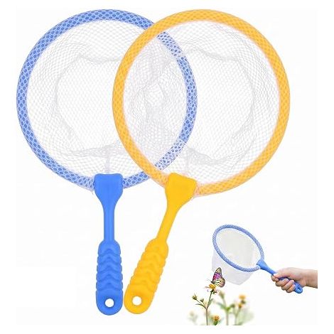 2 Pièces Épuisette Enfant, Mini Filet de Pêche et Attrape Insecte pour Garçons et Filles, Petite Épuisette Piscine et Plage, Jouet d'Extérieur pour Capturer Papillons et Poissons, Bleu et Jaune (1/5)