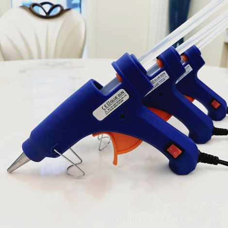 Pistolet à colle chaude 11W, matériau sûr, compact et portable, idéal pour la maison, bâtons de colle 7mm, bleu, fiche ronde, 20W, usage domestique et bricolage. (1/4)