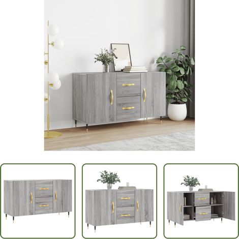 vidaXL Metallbeine - Sideboard Grau Sonoma 100x36x60 cm Holzwerkstoff (1/5)
