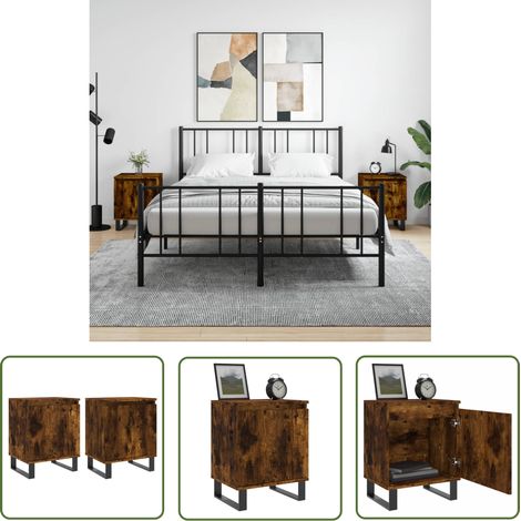 Furniture Limited - Tables de chevet 2 pcs chêne fumé 40x30x50 cm (1/5)
