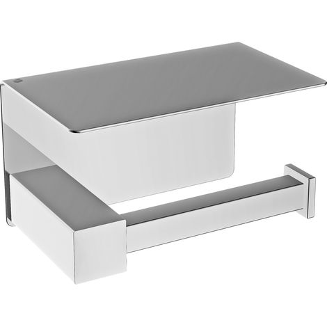 Papierrollenhalter Bernstein OLA mit Ablage Farbe: Chrom hochglanz eckiges Design (1/4)