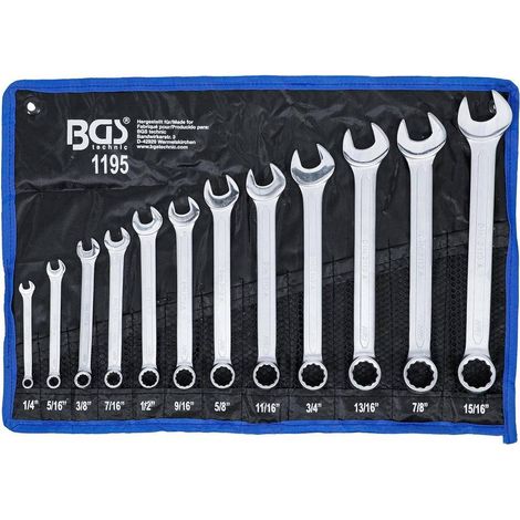 Jeu de Clés Mixtes en Pouce 1/4 - 15/16 12 pcs - Acier Résistant et Précision Professionnelle - D-Work