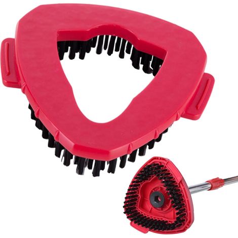Scrub brush head compatible with O Cedar Spin Mop 1 tank system. Triangular replacement head for bathroom (colour: red) (1/5)