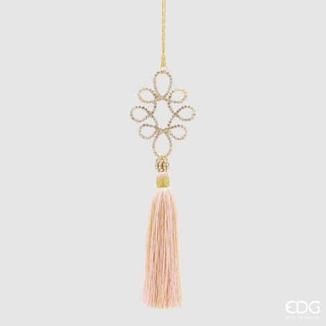 EDG Enzo De Gasperi Decorazione Asole di Natale con Diamanti e Nappa H 21 Cm Rosa