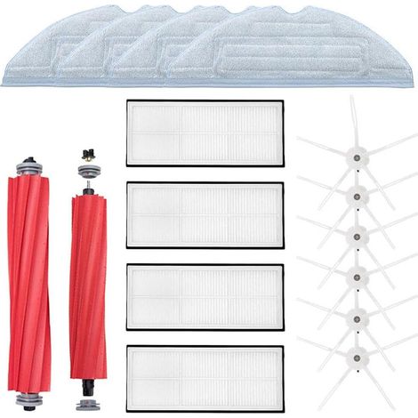 Compatible avec le kit de remplacement pour aspirateur robot Roborock S7 S7 Plus S7 MaxV S7 MaxV Ultra, 2 brosses principales, 4 filtres, 6 brosses latérales, 4 serpillères (1/5)
