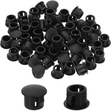BUNTHAUS Lot de 100 bouchons à trous en plastique de 8 mm de type affleurant, bouchons de verrouillage ronds pour inserts de meubles, panneaux noirs