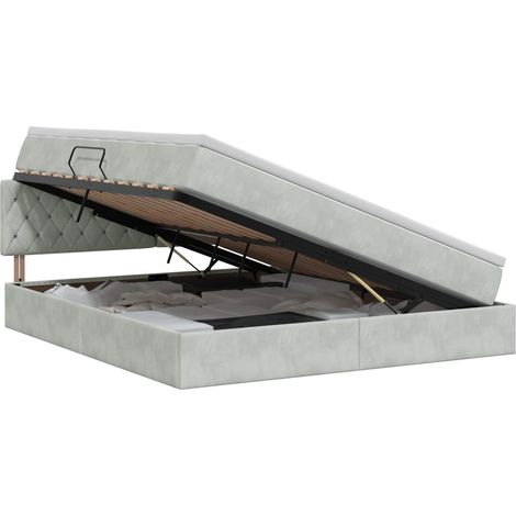 Maison Exclusive - Letto con Contenitore Grigio Chiaro 140 x 190 cm Velluto (1/5)