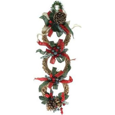Decorazione per porta corona natalizia 30 cm - colore rosso/oro - addobbo di natale