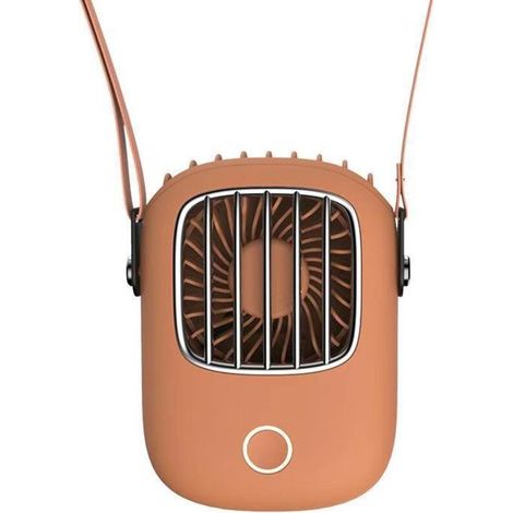Ventilateur portable USB rechargeable orange pour cou – mini, silencieux et léger, idéal sport & déplacement