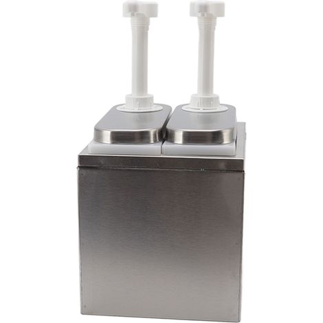 Distributeur de sauce en plastique et acier inoxydable, station de pompage pour condiments, distributeur de sauce pour la cuisine et la maison, pompe double de 1 L (1/5)