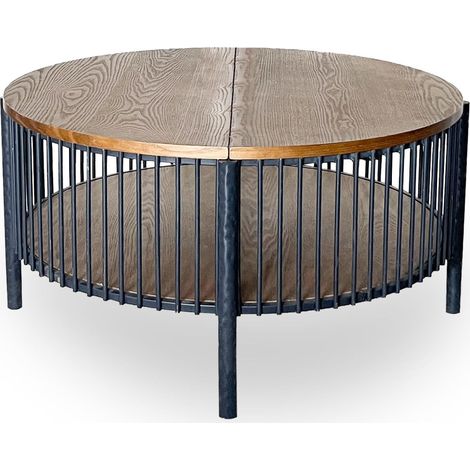 Table Basse Avec Rangement "Bertha" 84cm Naturel & Noir