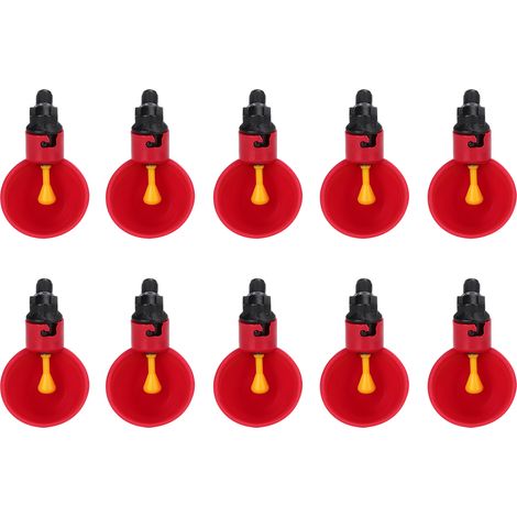 10 abbeveratoi automatici per pollame, ciotole rosse per quaglie e polli