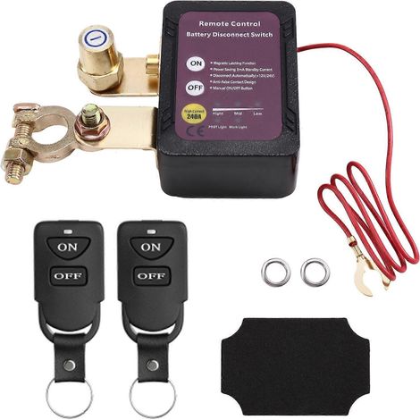 Interrupteur de déconnexion de batterie à distance 24 V/12 V 240 A, interrupteur d'arrêt automatique pour batterie de voiture (1/5)