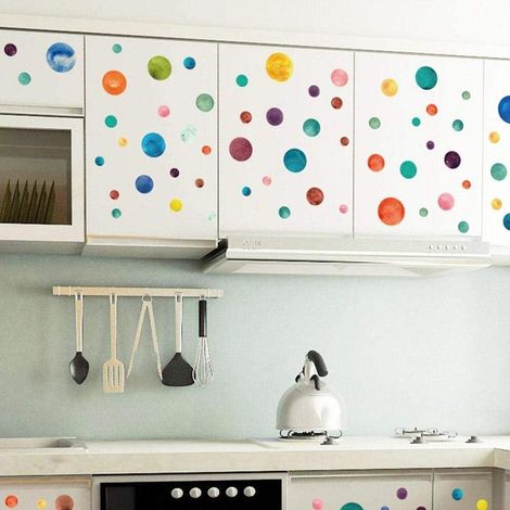 Décoration murale ronde et colorée pour chambre d'enfant, chambre de maternelle, joli autocollant de fond