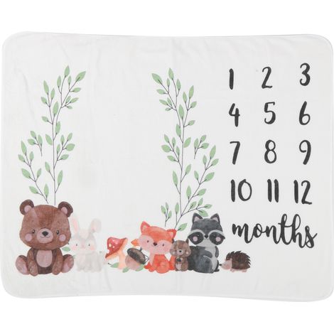 Couverture photo bébé motifs animaux douce – Tissu flanelle pour souvenirs mensuels – Décoration fond photo (1/5)