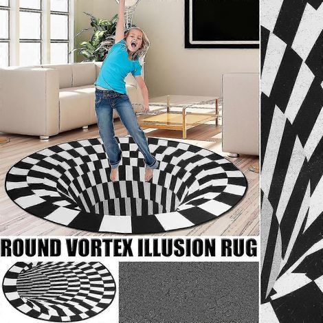 Tapis rond 3D effet vortex de 60 cm, antidérapant et sans fond, pour salon (1/5)