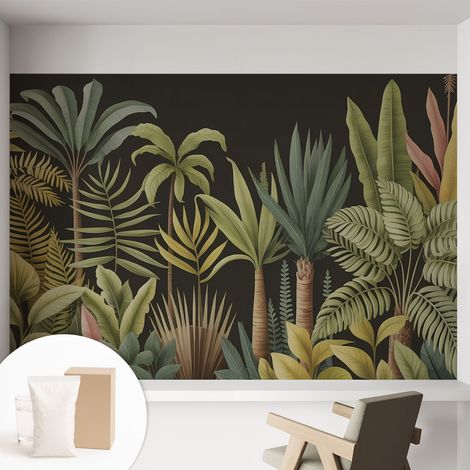 Papier peint intissé mural avec imprimé pour décoration pour salon pour chambre à coucher pour entrée Jungle tropicale 152x104 cm (1/5)
