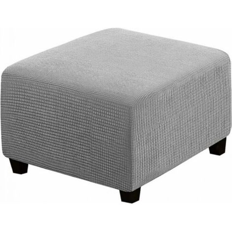 Square elastic stool cover for storage stool and footrest (light grey) (1/5)
