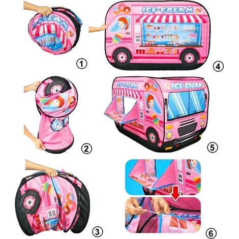 Tenda da gioco per bambini, design pop-up, montaggio rapido, per attività ricreative all'aperto e al chiuso, area per il tempo libero (gelateria) (1/4)