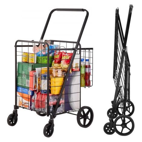 Chariot de Courses Pliable Charge 50 kg 4 Roulettes Chariot de (1/5)