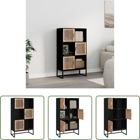 vidaXL Rangement - Buffet haut noir 70x35x125 cm bois d'ingénierie (1/5)