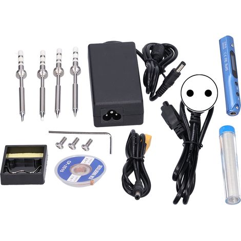 Tragbares Lötkolben-Set aus Edelstahl mit Zubehör für elektrisches Schweißen, inklusive Spitzen, 100–240 V, SQ-001EU-Stecker (1/5)