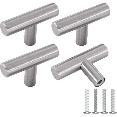 Tiradores para muebles, pomos de acero inoxidable plateado para puertas de armarios, 4 pomos vintage para armarios de cocina con tornillos para cómodas y armarios - Crezuo