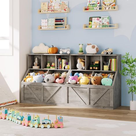Lot de 2 étagères rangement enfant MDF compartiments ouverts anti basculement jouets livres peluches (1/5)