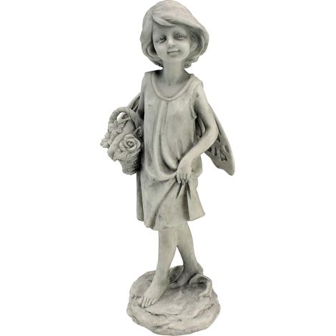 Design Toscano SH9403614 Statuetta Fata del Giardino di Rose con Cesto, Multicolore, 7.5x10x25.5 cm (1/3)