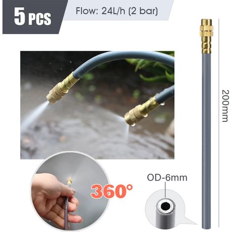 (Xx5PCS-20cn Buse) Raccord rapide pour tuyau d'arrosage PE 1/4" 3/8" 1/2" - Joint pour tuyau d'arrosage de jardin de diamètre extérieur 16 mm, 12 mm et 6 mm - Raccords pour système d'irrigation (1/5)