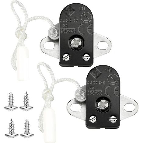Pack di 2 Interruttore di tiro, Azione, lato, Cavo incluso, Per la lampada e ventilatore (1/5)
