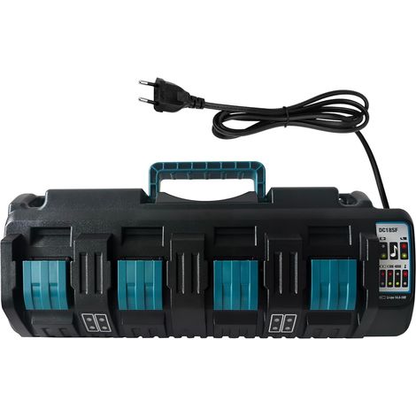 Chargeur DC18SF 18V 4 Port pour Chargeur 18V DC18RD DC18RC DC18RE, Compatible avec 14.4V-18V Batterie BL1860B BL1860 BL1850B BL1850 BL1840B BL1840, BL1450 BL1430 BL1415 (1/5)