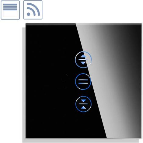 Control de persianas táctil + WiFi KOOB frontal cristal negro (1/4)