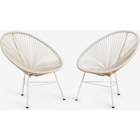 SKLUM 2er-Pack Gartenstühle aus Stahl und Kunstgeflecht New Acapulco Beige Tapioca