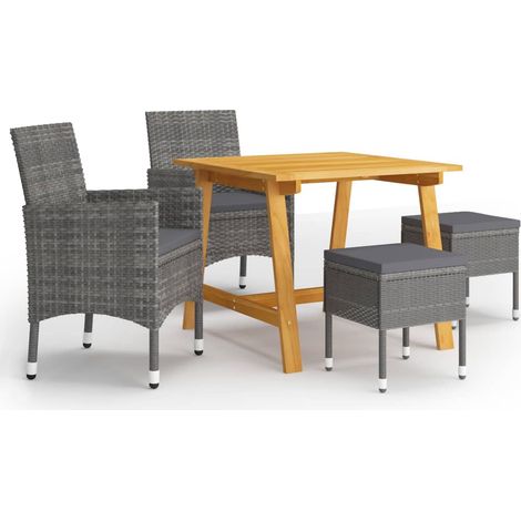 vidaXL Set Mobili da Pranzo per Giardino 5 pz Grigio (1/5)