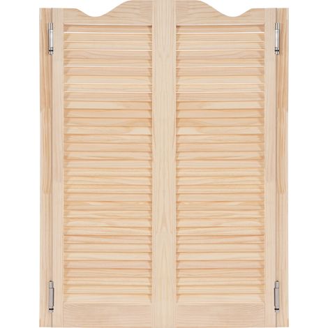 Porte battante intérieure en bois 81 cm (l) x 107 cm (h), portes de salon à double action à fermeture automatique avec charnières, cloison d'entrée for café, escaliers, couloir (1/5)