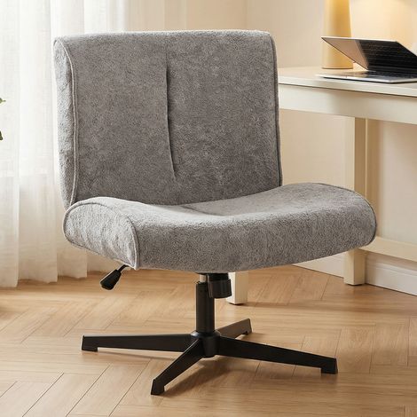 Drehbarer Akzentstuhl, Samtgepolsterter Lounge-Sessel mit Höhenverstellung für Wohnzimmer, Büro, Grau (1/5)