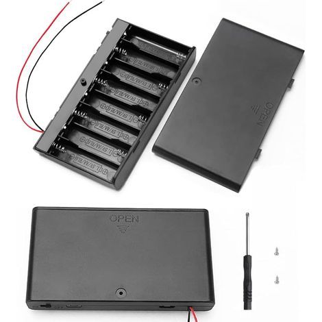 2 Pièces 12V AA Support de Batterie en Plastique Boîte de Stockage de Batterie, avec Interrupteur Marche/Arrêt + Fils Conducteurs (1/5)