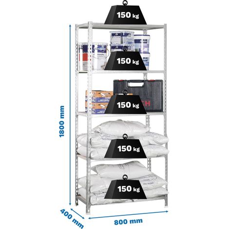 Maderclick Galvanisierte Metallregale Packung mit 12