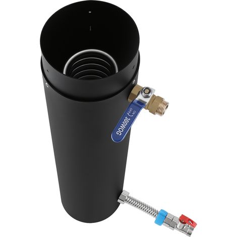Randaco Conduit de cheminée Ø12 avec serpentin chauffant en acier inoxydable hauteur 52,5 cm kit complet avec Échangeur thermique efficace pour l'eau chaude sanitaire et le chauffage d'appoint (1/5)