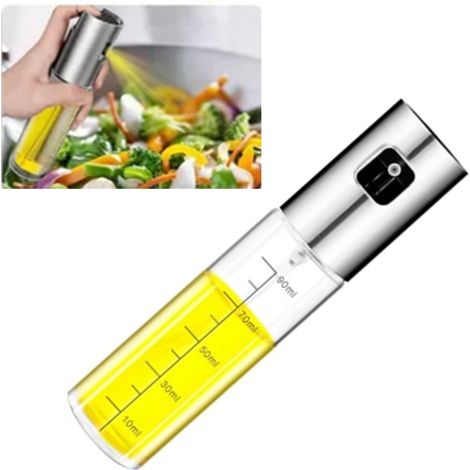 Flacon pulvérisateur d'huile en acier inoxydable avec brosse et entonnoir intégrés - idéal pour la cuisine et la salle de sport (1/5)