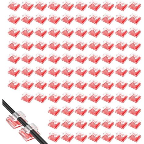 100 Pieces Self-Adhesive Cable Clips, Self-Adhesive Cable Ties, Wall Adhesive Hooks, Transparent Cable Organizer for Storage, Securing and Managing Cables, Sticky Clips (1/5)