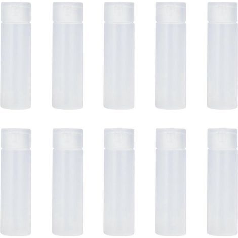 Lot de 10 bouteilles vides en plastique, idéales pour le rangement et les voyages. Bouteilles élégantes et rechargeables.-8.2x2.1cm-White (1/4)