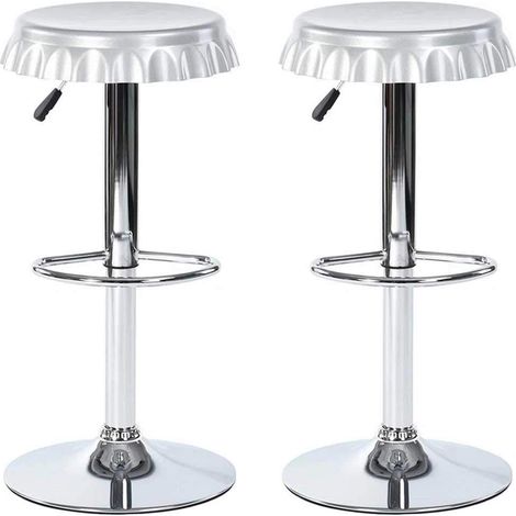 Set 2 Sgabelli Bar Cucina Seduta Forma Tappo Bottiglia Sgabello Girevole Silver (1/5)